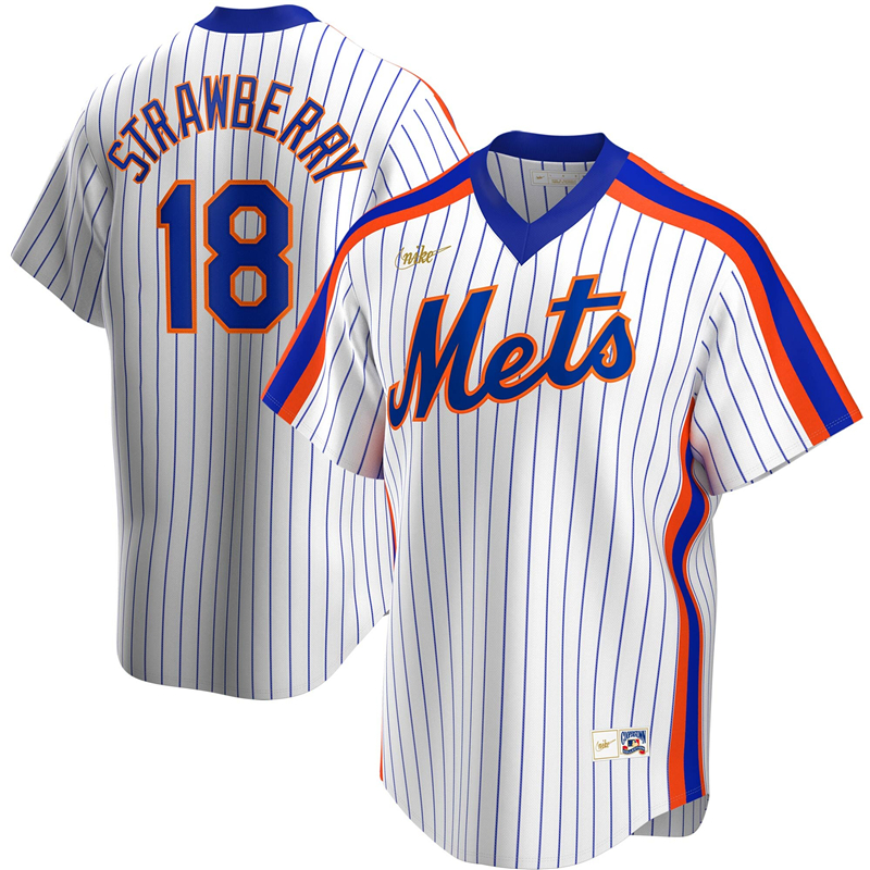 2020 MLB Men New York Mets #18 Darryl Strawberry Nike White Home Cooperstown Collection Player Jersey 1->new york mets->MLB Jersey